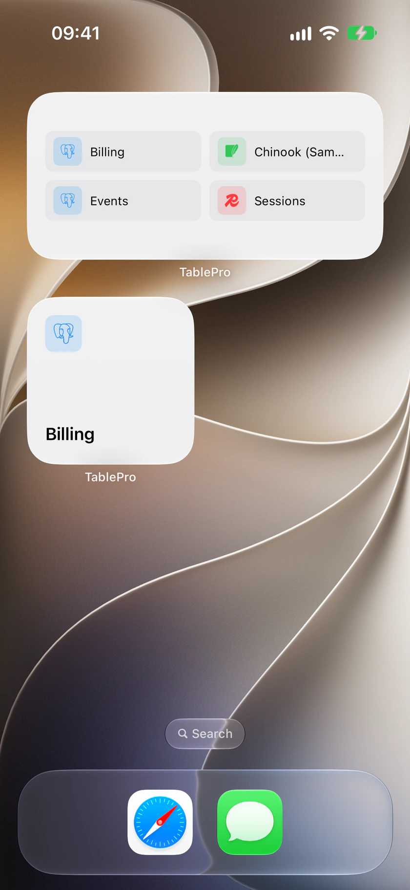 Tiện ích Quick Connect cỡ nhỏ và cỡ vừa trên Màn hình chính của iPhone.