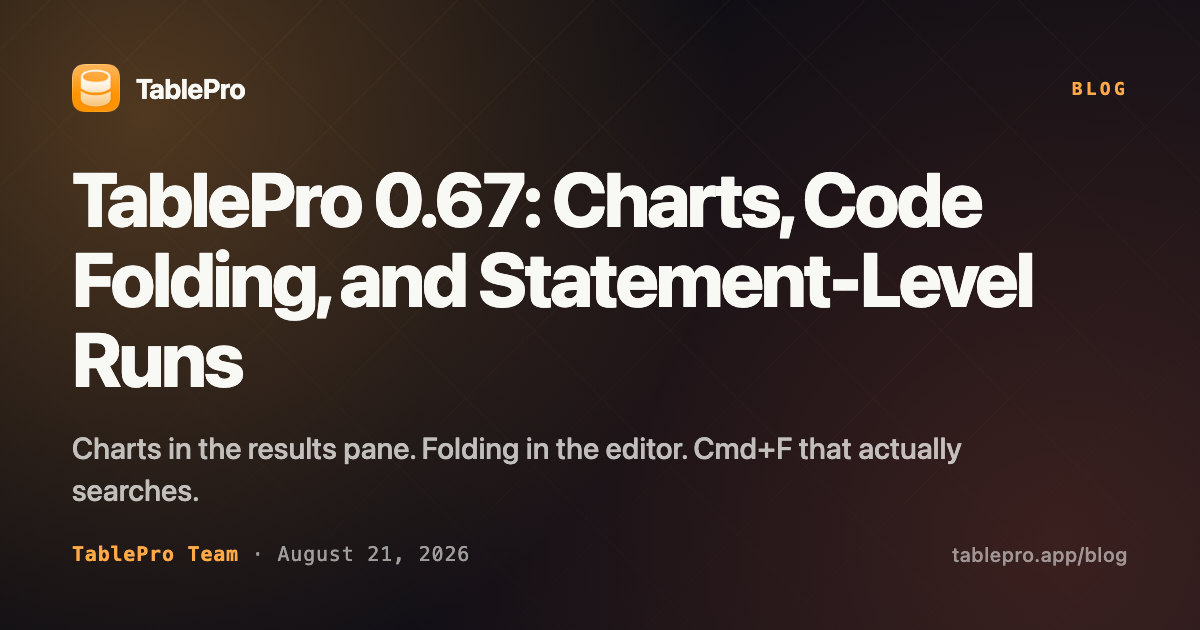 TablePro 0.67: Charts, Code Folding, and Statement-Level Runs - TablePro