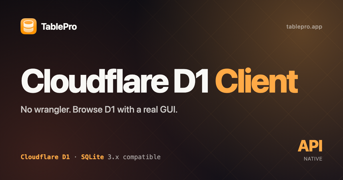 Cloudflare D1 GUI Client for Mac - Free & Native | TablePro