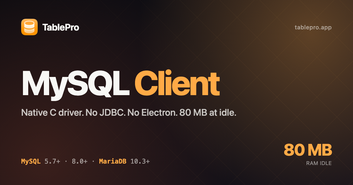 MySQL GUI Client for Mac - Free & Native | TablePro